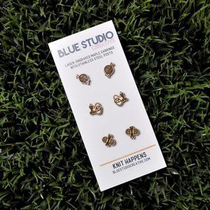 Knit Happens Wood Earrings